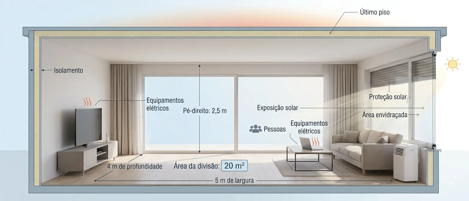 Fatores utilizados no cálculo indicativo da capacidade de ar condicionado