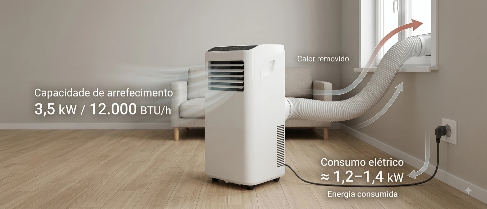 Medição de consumo elétrico de ar condicionado portátil